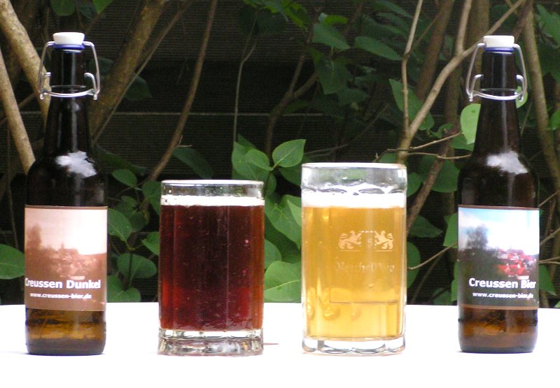 Selbstgebrautes Creussen Bier und Creussen Dunkel